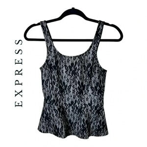 0864. EXPRESS TANK TOP LIKE BLOUSE FULL ZIPPER IN BACK‎ LACE OVERLAY SIZE XS